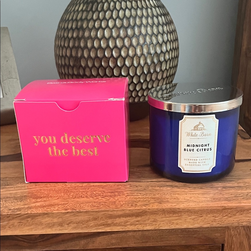 White Barn Midnight Blue Citrus Candle with Silver Lid